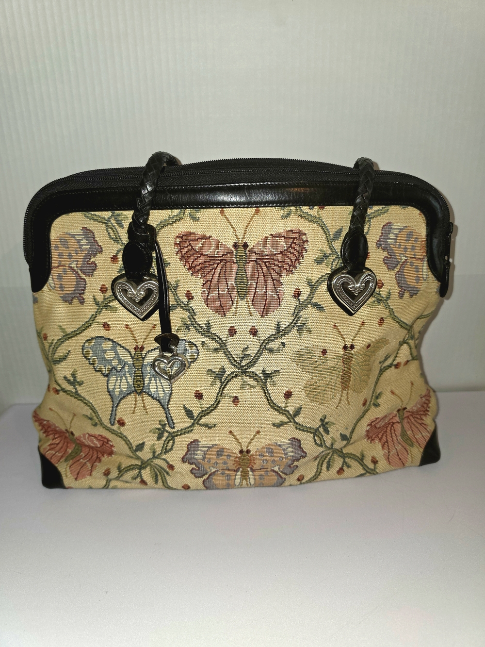 Brighton Vintage Alyssa Butterfly Tapestry Carpetbag Large Weekender Travel Tote